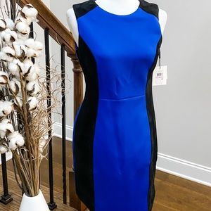 Calvin Klein Faux Suede Silhouette Blue Dress